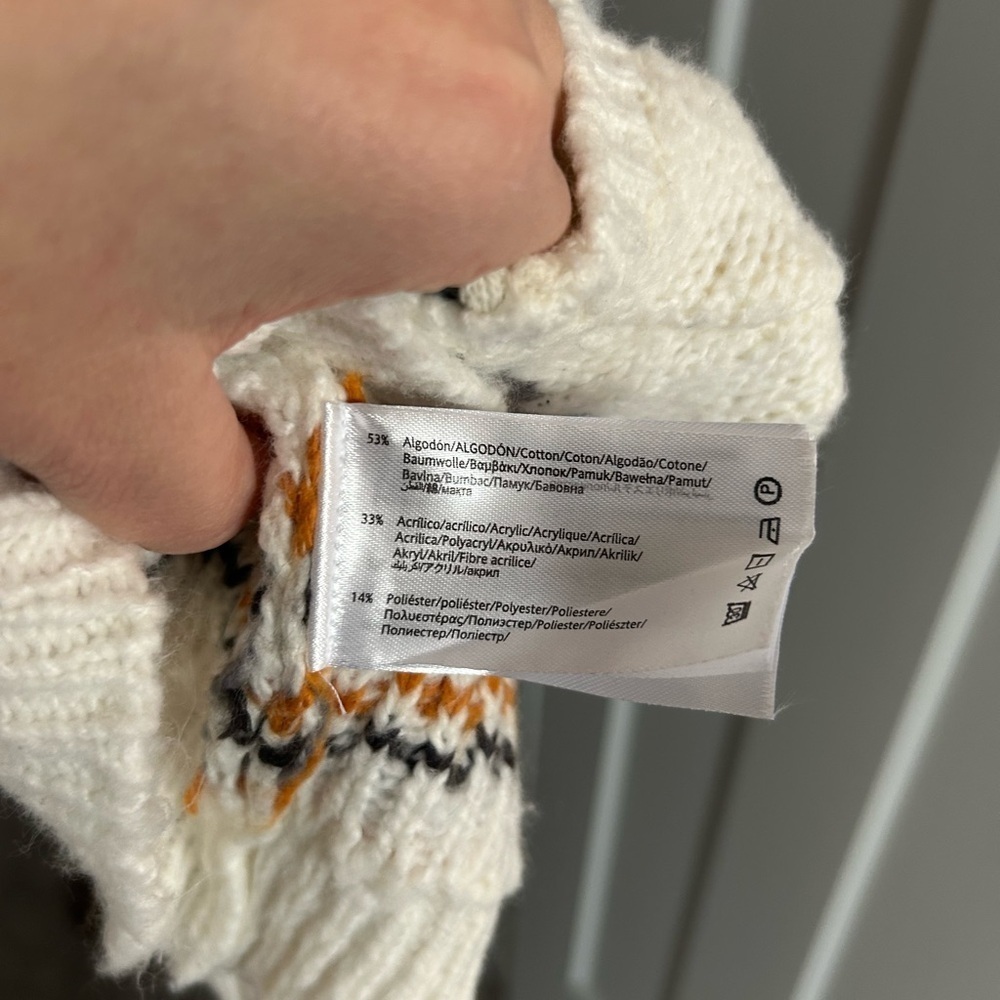 Mayoral Cream and Black Knit Sweater with Orange Accents - Picture 2 of 4